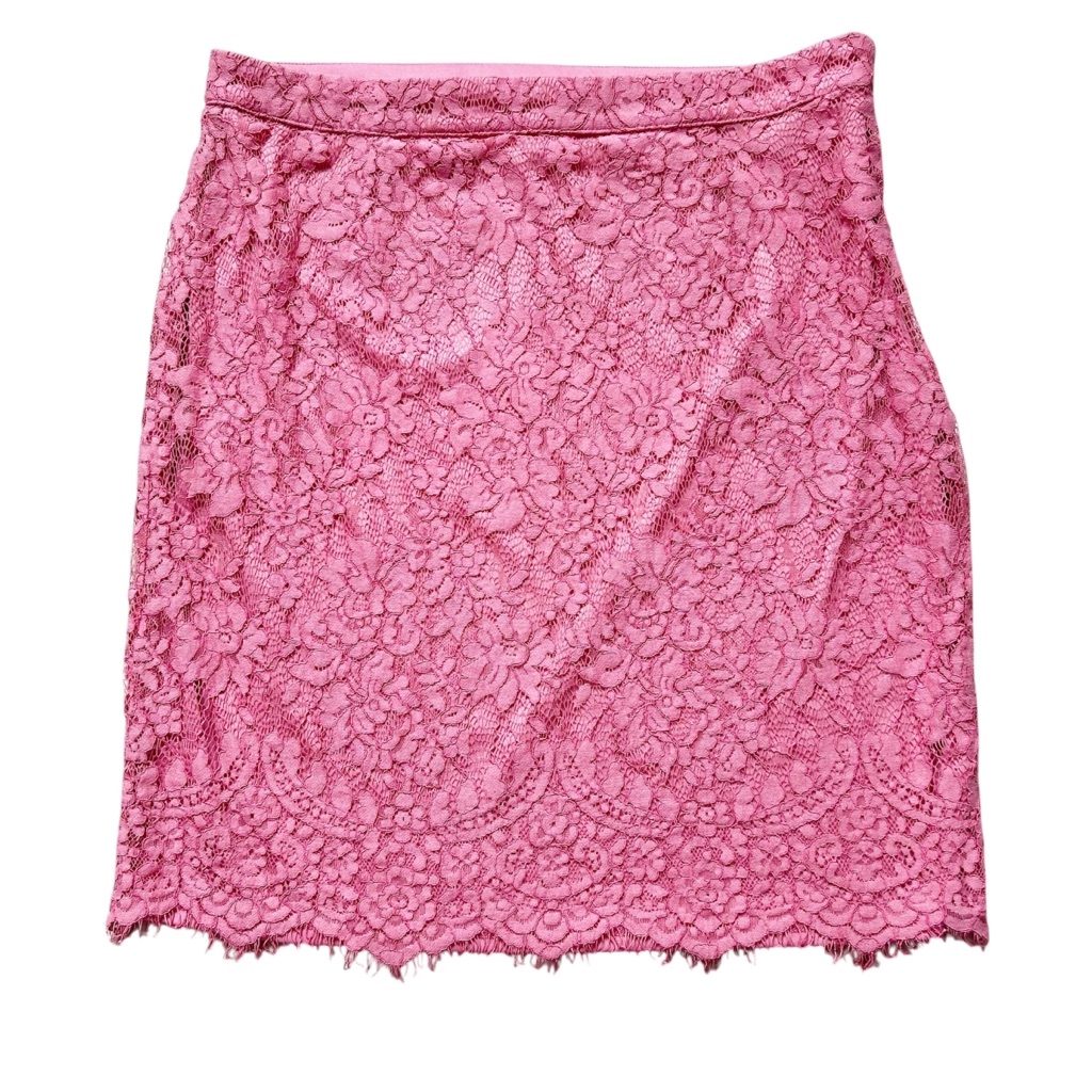 Simply Styled Blush Pink Lace Pencil Skirt Floral Feminine Size Large Zipper